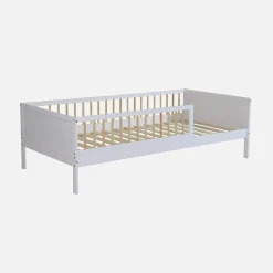 Cama infantil pino natural con somier de láminas incluido, 90cm