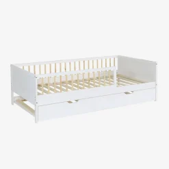 Cama nido infantil extraible 190cm pino natural con somier de láminas y cajón