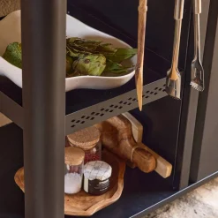 Carrito de cocina exterior de acero inoxidable de 94,5 cm con estante plegable