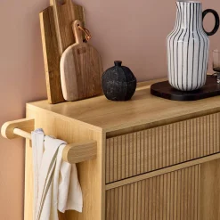Carro de cocina de madera con 1 tirador y 1 cajón 2 puertas