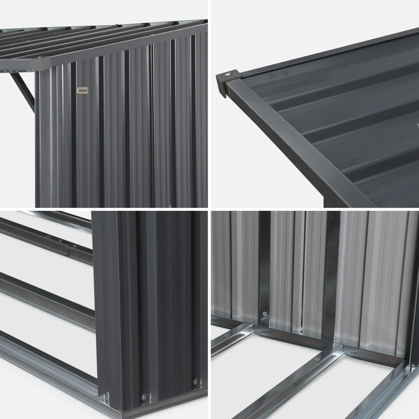 Caseta de jardín de acero galvanizado, 80x215x155cm