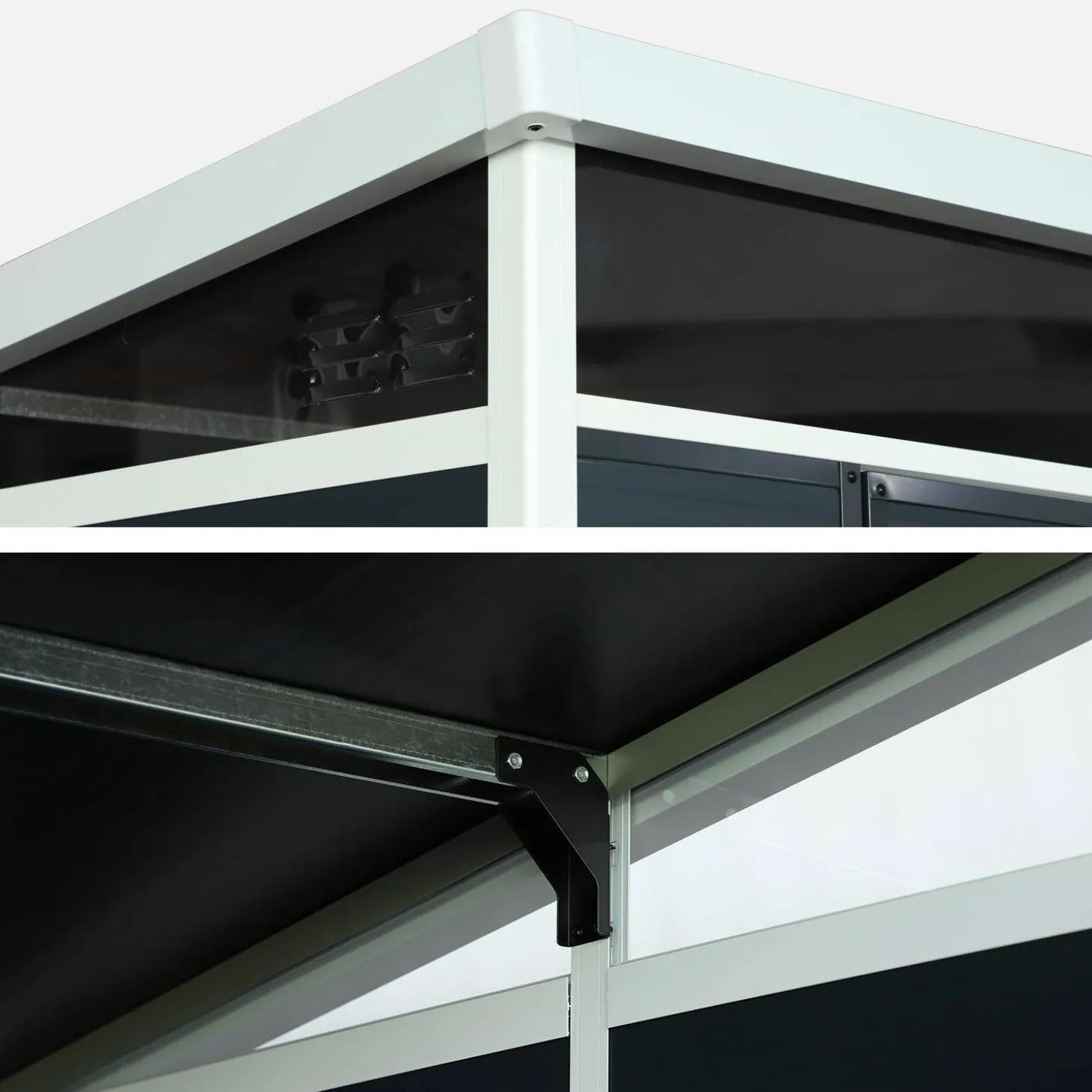 Caseta de jardín de plástico, estructura de aluminio, 4.55m²