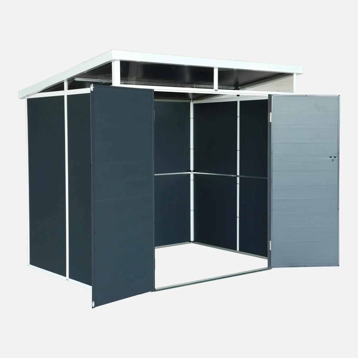 Caseta de jardín de plástico, estructura de aluminio, 4.55m²