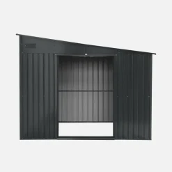 Caseta de jardín metálico adosada con kit de anclaje, 8.96m²