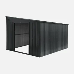 Caseta de jardín metálico adosada con kit de anclaje, 8.96m²