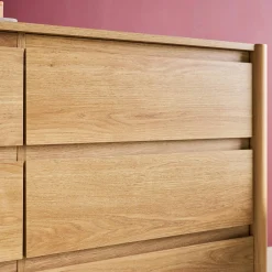 Cómoda con decoración de madera, 6 cajones