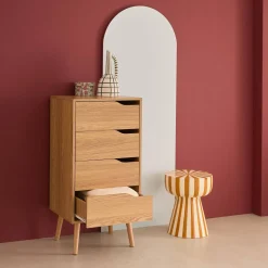Cómoda con efecto madera, 4 cajones