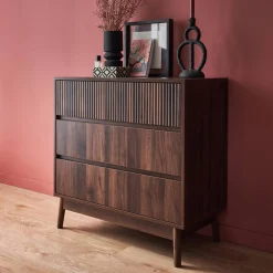 Cómoda con efecto madera, 3 cajones