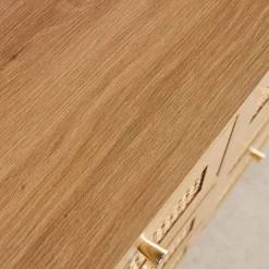 Cómoda con efecto madera y mimbre, 6 cajones