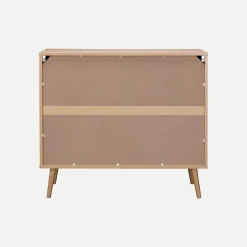 Cómoda con efecto madera y caña redondeada, 3 cajones