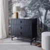 Cómoda con efecto madera y ranuras negras, 3 cajones