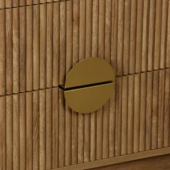 Cómoda de 4 cajones con ranuras efecto madera de mango