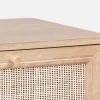 Cómoda de 4 cajones efecto madera y caña
