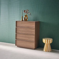 Cómoda de almacenamiento con efecto madera, 4 cajones