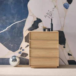 Cómoda de almacenamiento con efecto madera, 4 cajones