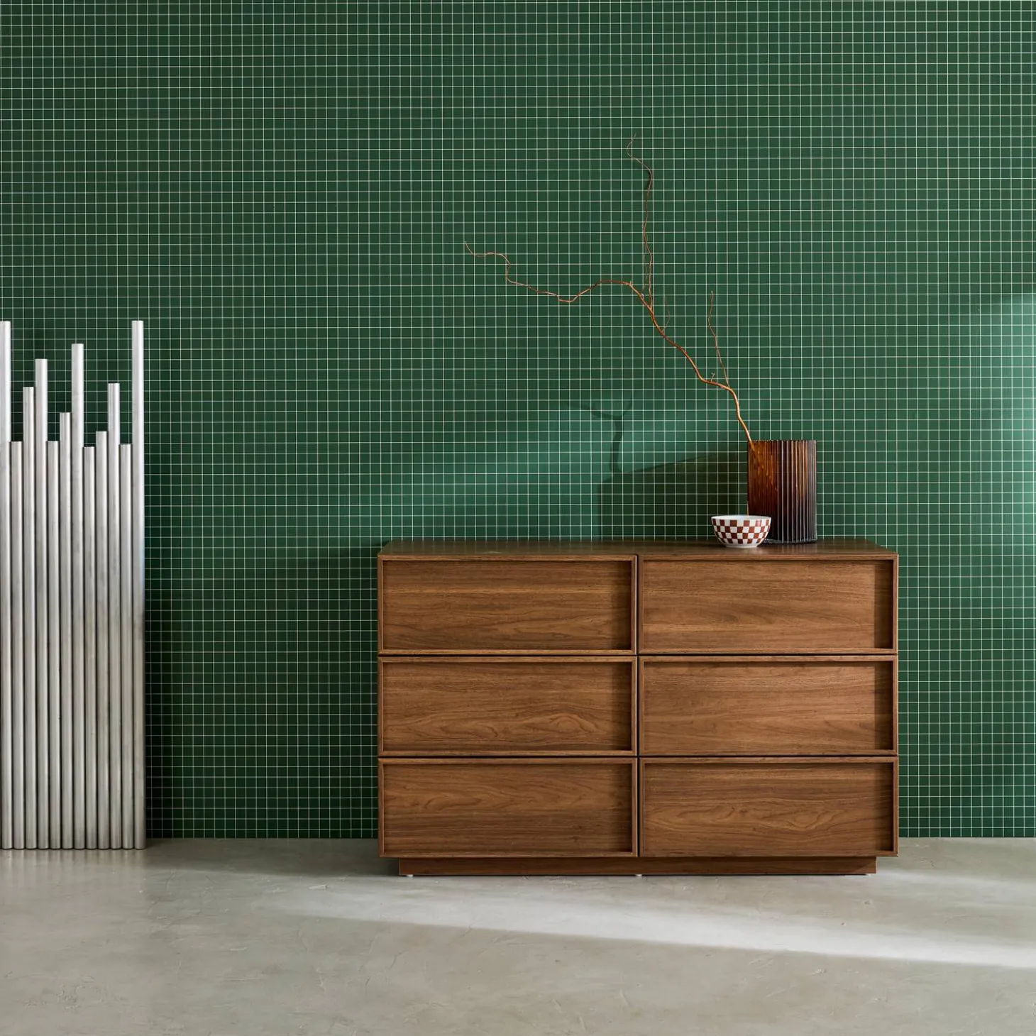Cómoda de almacenamiento efecto madera, 6 cajones