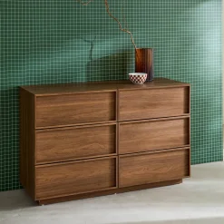 Cómoda de almacenamiento efecto madera, 6 cajones