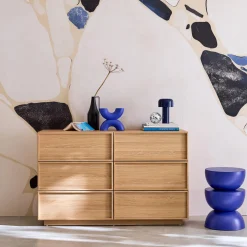 Cómoda de almacenamiento efecto madera, 6 cajones
