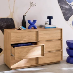 Cómoda de almacenamiento efecto madera, 6 cajones
