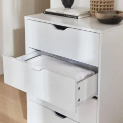 Cómoda efecto madera con patas de madera, 4 cajones