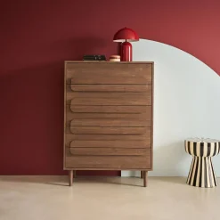 Cómoda vintage con efecto madera y 5 cajones