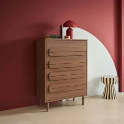 Cómoda vintage con efecto madera y 5 cajones