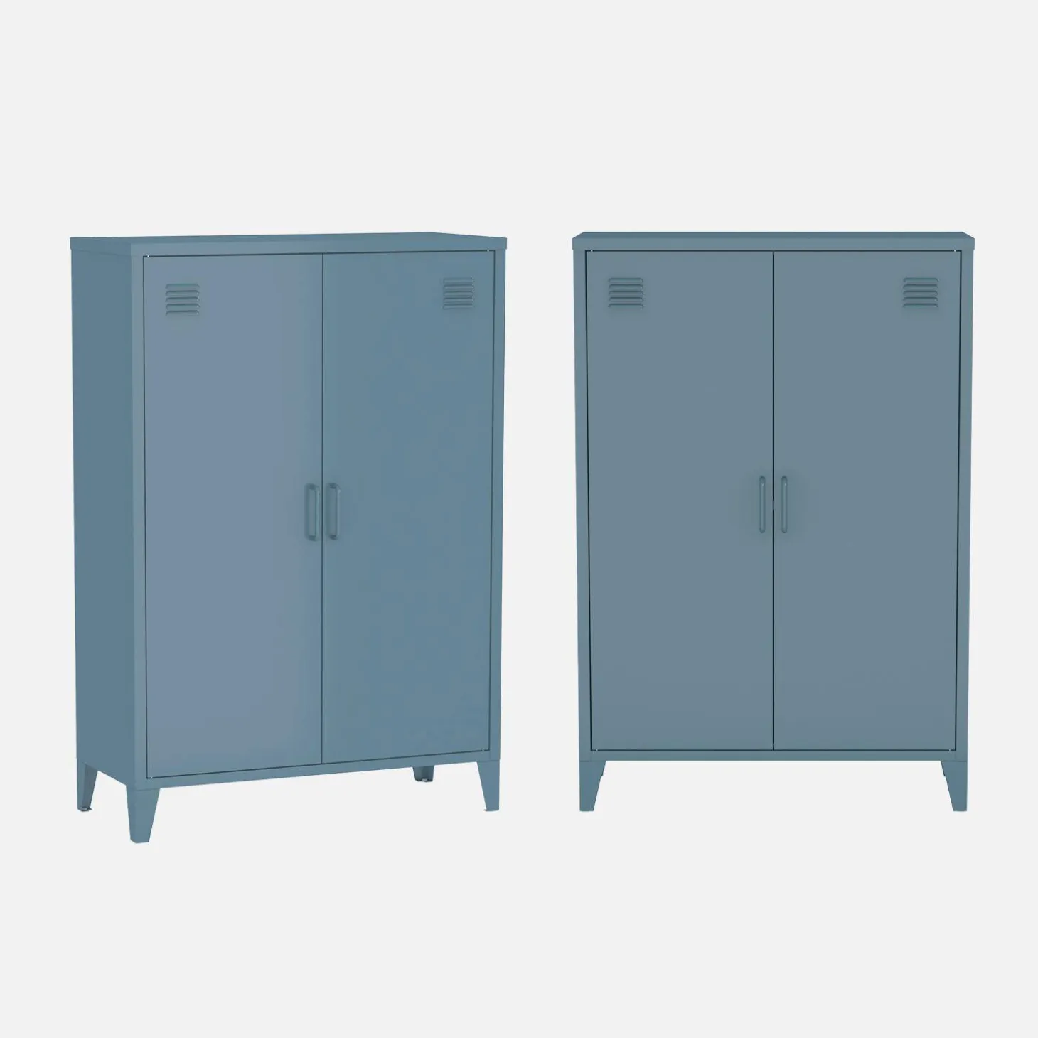 Cómoda/armario de metal de 2 puertas, set de 2