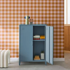 Cómoda/armario industrial de metal con 2 puertas