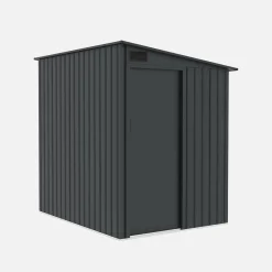 Cobertizo de jardín de acero galvanizado de 2,91m² con puerta corredera y kit de anclaje