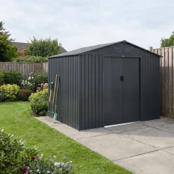 Cobertizo de jardín de metal de 8,95 m² con kit de anclaje