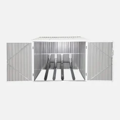 Cobertizo para bicicletas de acero galvanizado con kit de anclaje, 4 bicicletas