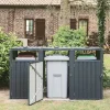 Cobertizo para cubo de basura de acero galvanizado gris