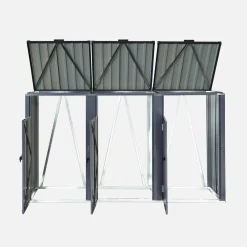 Cobertizo para cubo de basura de acero galvanizado gris