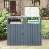Cobertizo para cubo de basura de acero galvanizado gris