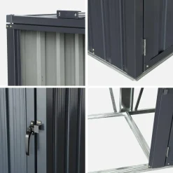 Cobertizo para cubo de basura de acero galvanizado gris