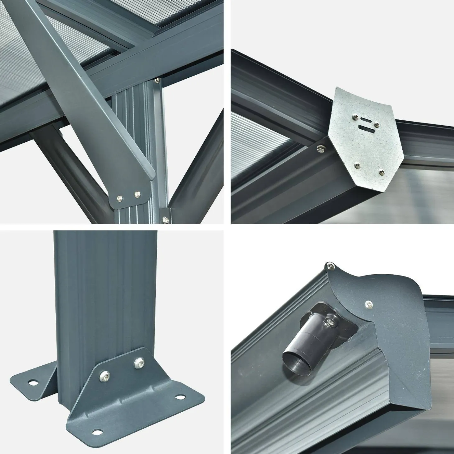 Cochera con extensión de aluminio y policarbonato 30m²