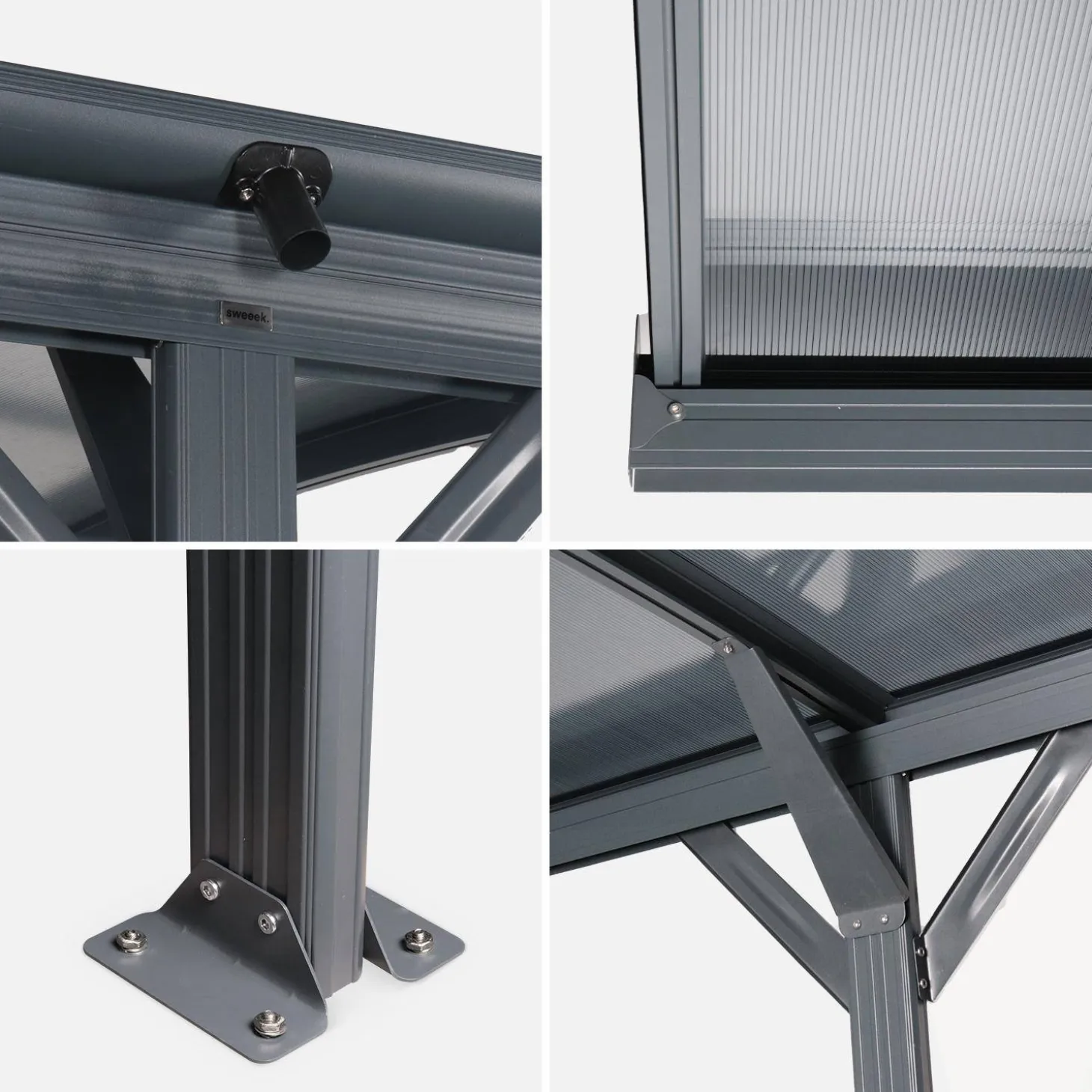 Cochera con techo de aluminio y policarbonato de 15m²