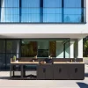 Cocina de exterior 5 módulos acero y decoración madera