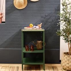 Cocina de exterior de acero con 2 estantes, 49cm
