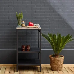 Cocina de exterior de acero con 2 estantes, 49cm