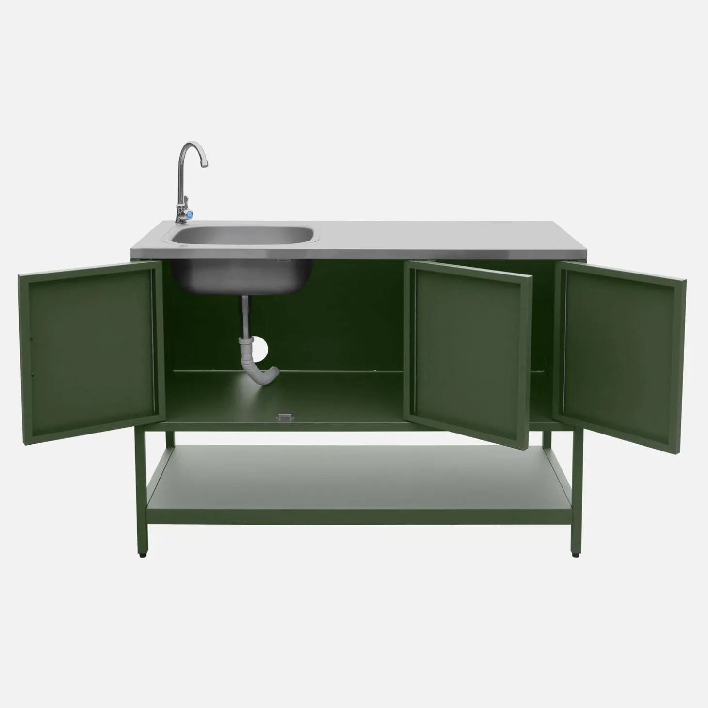 Cocina exterior 2 módulos acero inoxidable barbacoa de carbón con fregadero