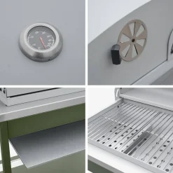 Cocina exterior 2 módulos acero inoxidable barbacoa de carbón con fregadero