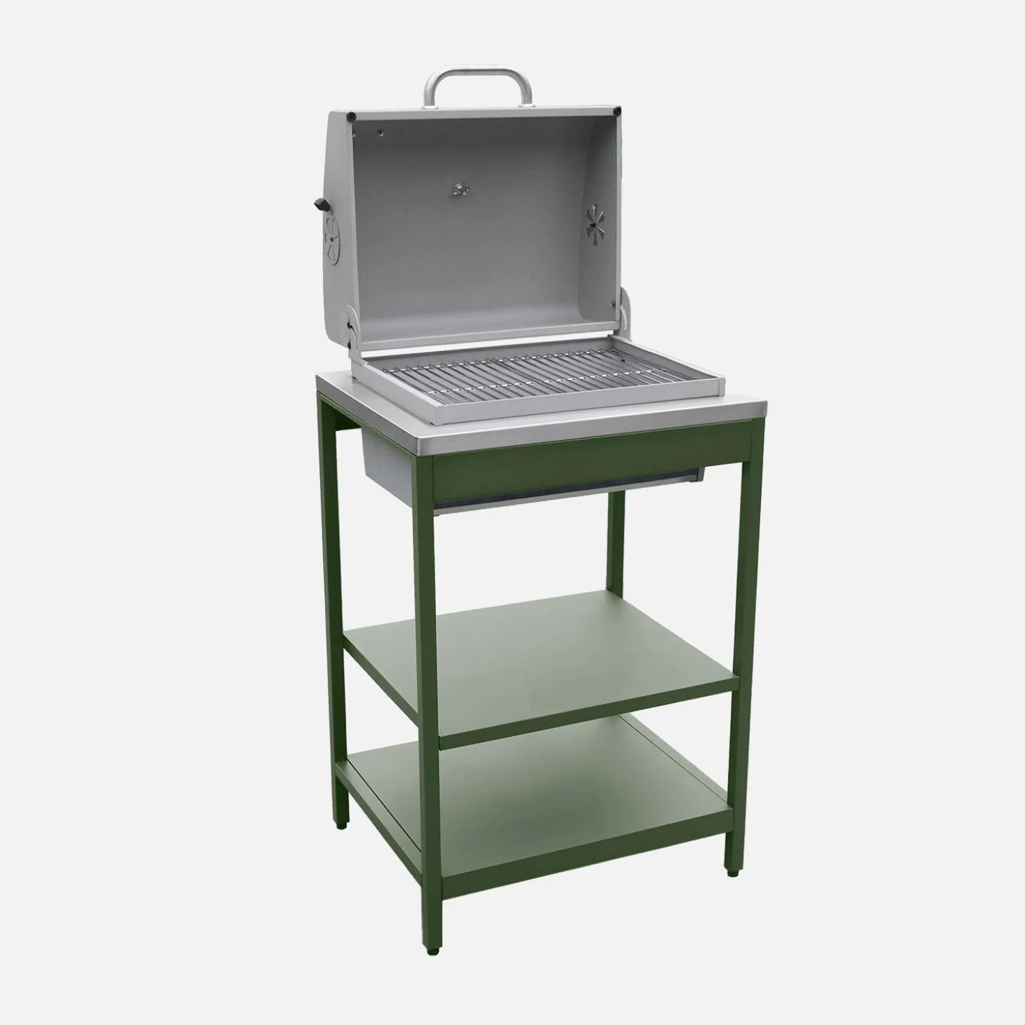 Cocina exterior 2 módulos acero inoxidable barbacoa de carbón con fregadero