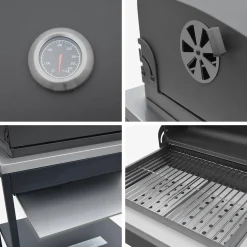 Cocina exterior 2 módulos acero inoxidable barbacoa de carbón con fregadero