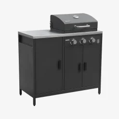 Cocina exterior acero inoxidable barbacoa gas 3 quemadores con fregadero, 2 módulos