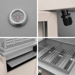 Cocina exterior acero inoxidable barbacoa gas 3 quemadores con fregadero, 2 módulos