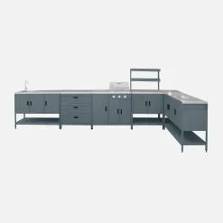 Cocina exterior con barbacoa de gas + 6 módulos de acero inoxidable