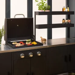 Cocina exterior con barbacoa de gas + 6 módulos de acero inoxidable
