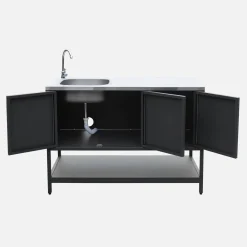 Cocina exterior de 3 módulos en acero inoxidable