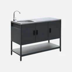 Cocina exterior de 3 módulos en acero inoxidable